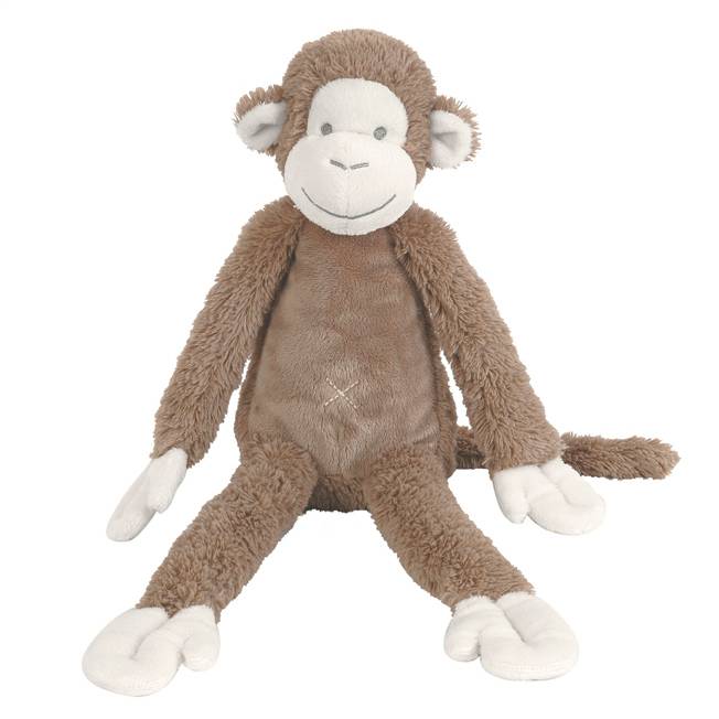 A brown Happy Horse monkey mickey soft toy on a white background. 