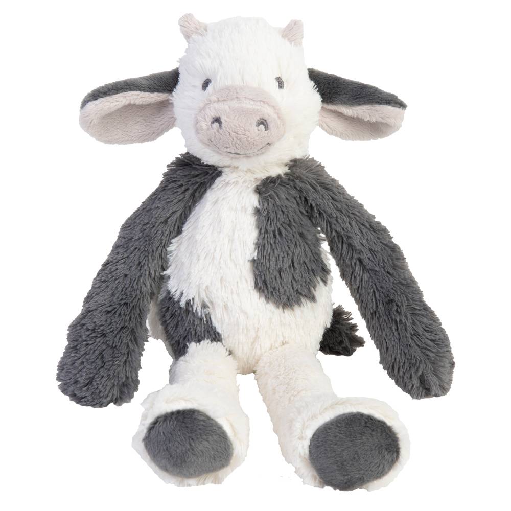 A white and grey Happy Horse Cow Casper soft toy on a white background. 