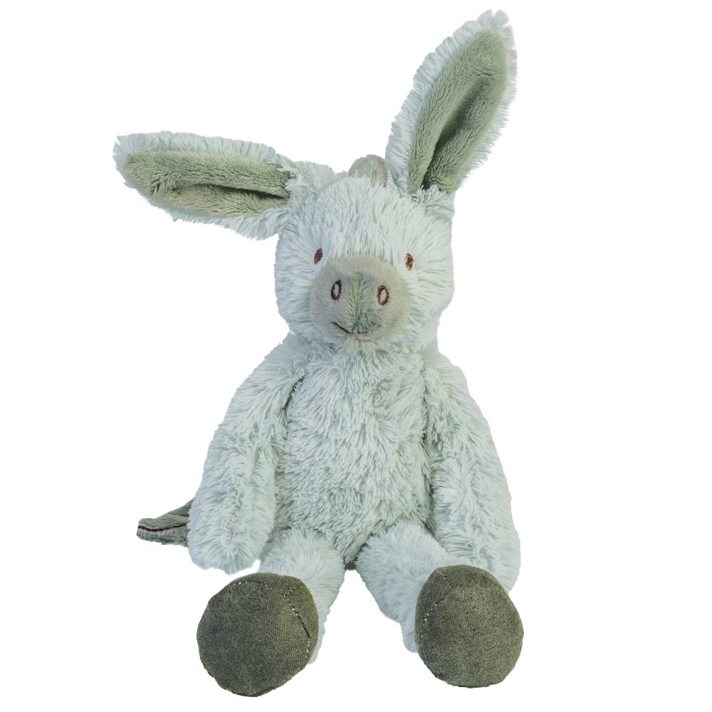 A green Happy Horse Donkey Diego soft toy on a white background. 