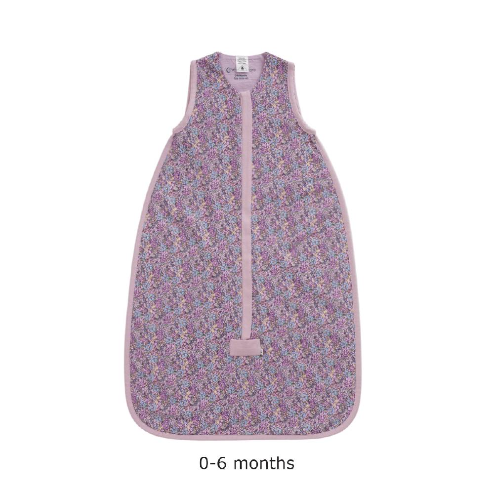 Purple Floral baby sleeping bag on a white background