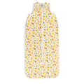 Lemons and Oranges print baby sleeping bag on a white background