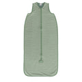 Green stripe baby sleeping bag on a white background