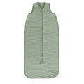 Green/Cream striped Sleeveless sleeping bag on a white background