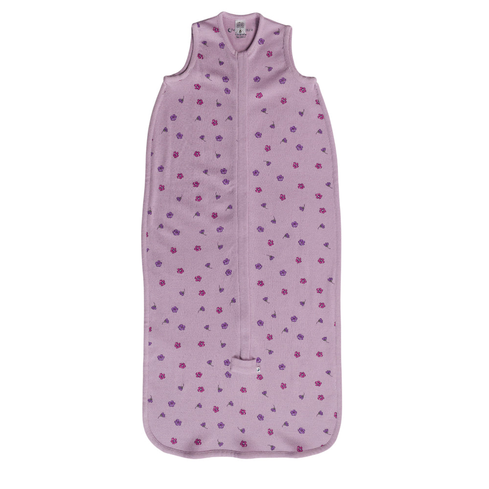 Purple Floral Print Merino Sleeping Bag on a white background