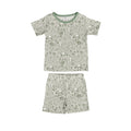 Cotton Short Sleeve Pyjamas on a green woodland print on a white background