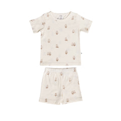 Premium Organic Cotton Short Sleeve Pyjamas - Oat Owl