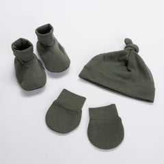 All Seasons Merino Booties, Beanie & Mittens - Olive