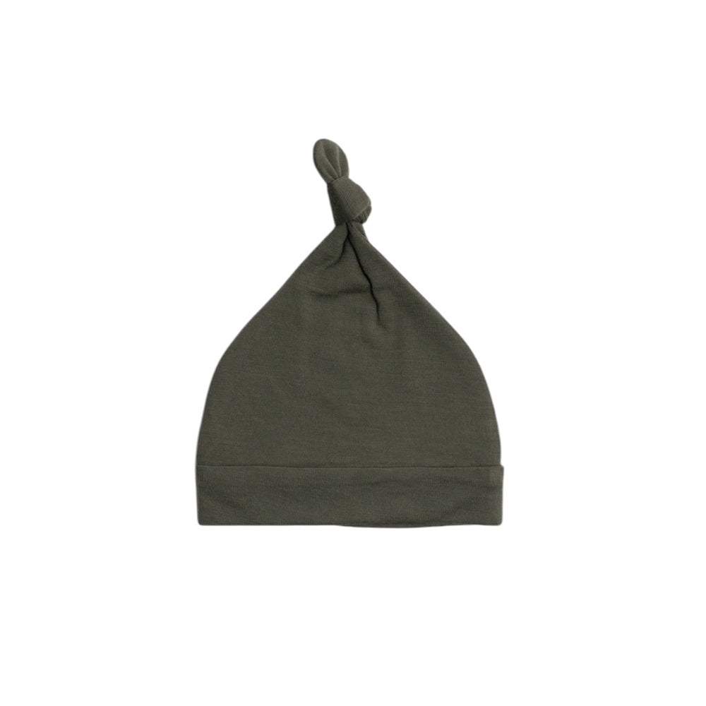 Cream Merino Knotted beanie on a white background