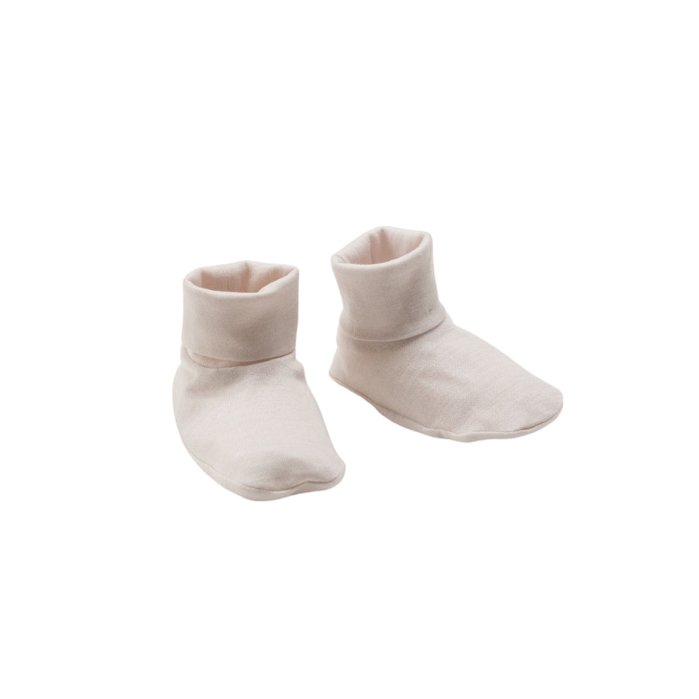 Cream Merino Baby Booties on a white background