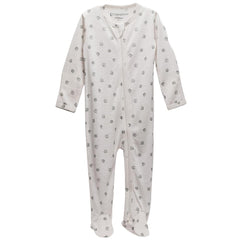 All Seasons Merino Footed Zipsuit - Milk/Leaf