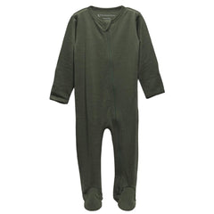 All Seasons Merino Footed Zipsuit - Olive