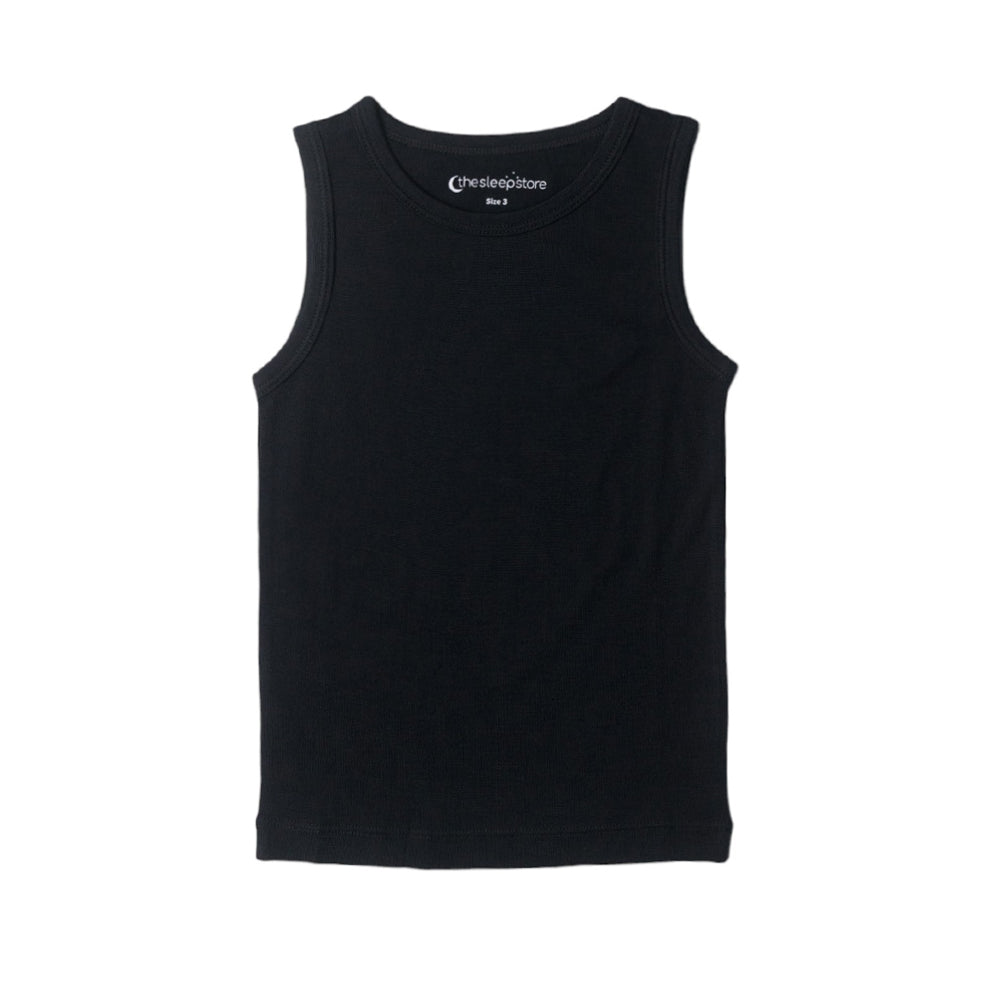Black Merino Singlet on a white background