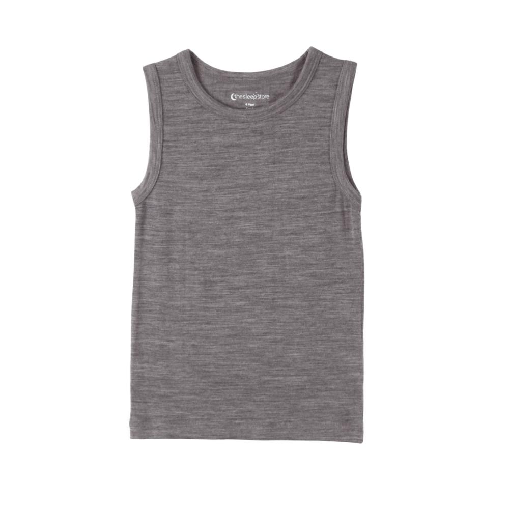 Grey Merino Singlet on a white background