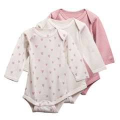 All Seasons Merino Long Sleeve Bodysuit 3pk - Pink