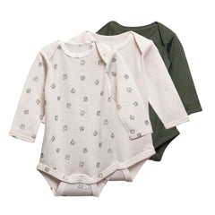 All Seasons Merino Long Sleeve Bodysuit 3pk - Olive