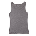 A women's gray ribbed tank top with a wide scoop neckline, displayed flat against a solid white background.