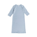 Light blue organic cotton baby gown on a white background