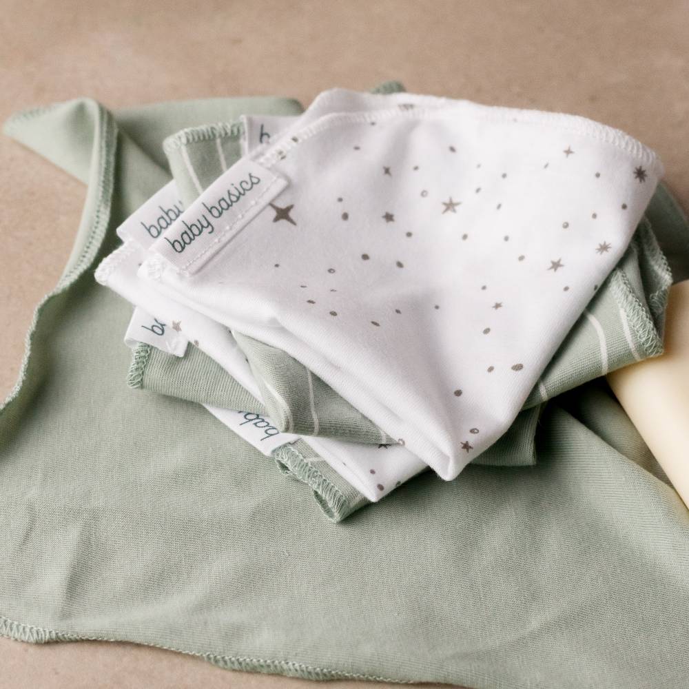 Basics Jersey Face Cloths 6pk - Mixed Green