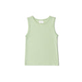 Light green organic cotton singlet tank top on a white background