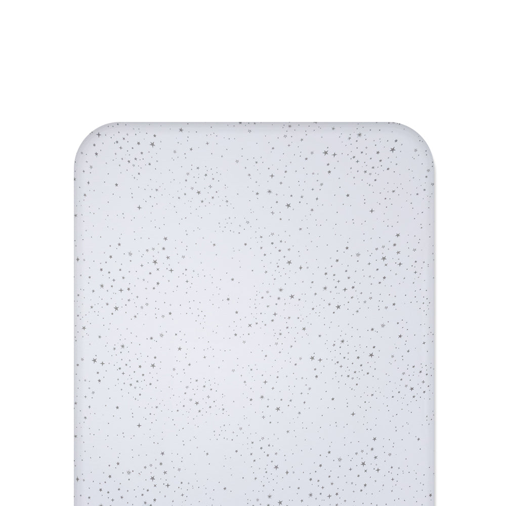 White with Grey Star fitted sheet on white background