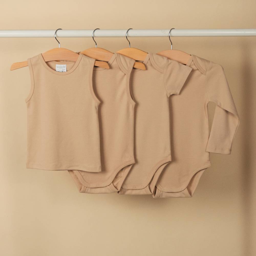 Basics Cotton Long Sleeve Bodysuit - Sand