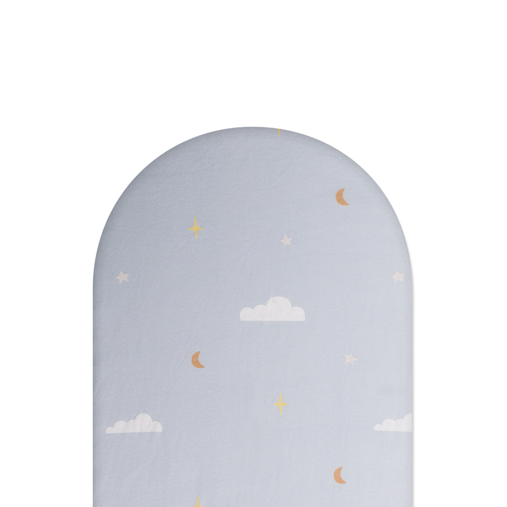 Blue Sky patterned fitted sheet on white background