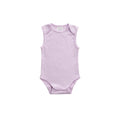 Purple organic cotton baby singlet bodysuit on a white background