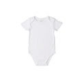 White baby organic cotton bodysuit on a white background