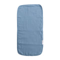Blue burp cloth on a white background