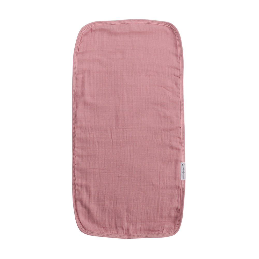 Pink burp cloth on a white background