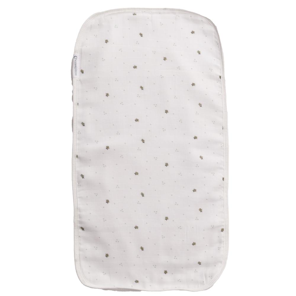 Burp Cloth with a bee pattern on a white background. 