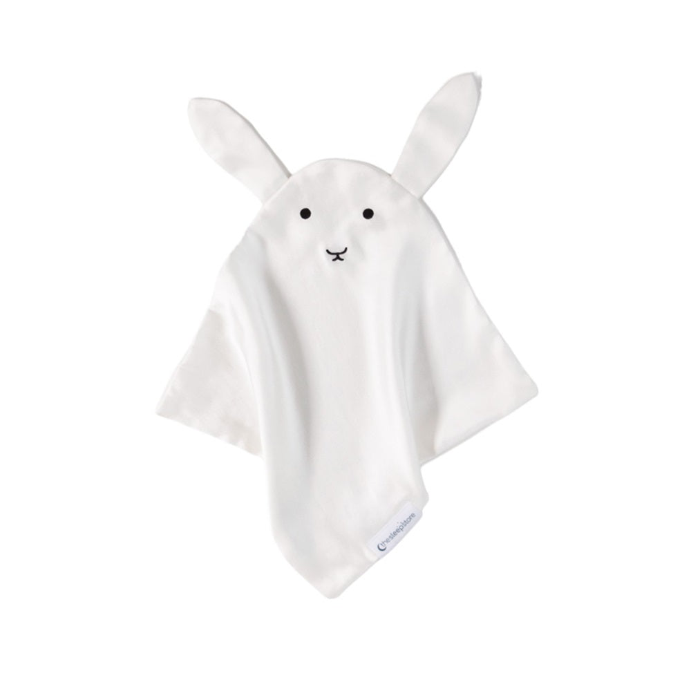 Silk bunny comforter on a white background