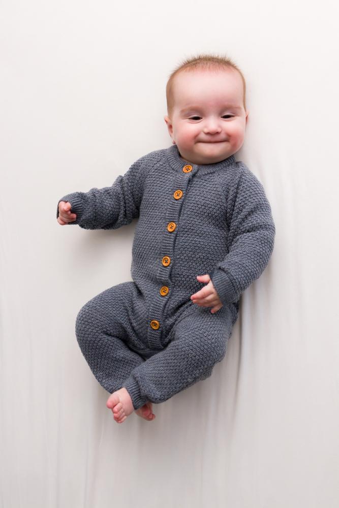 Merino Knit Onesie - Grey Marl