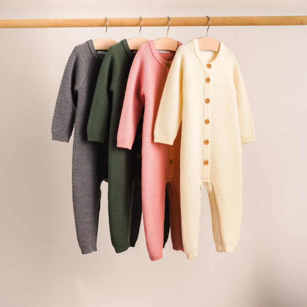 Merino Knit Onesie - Dark Green