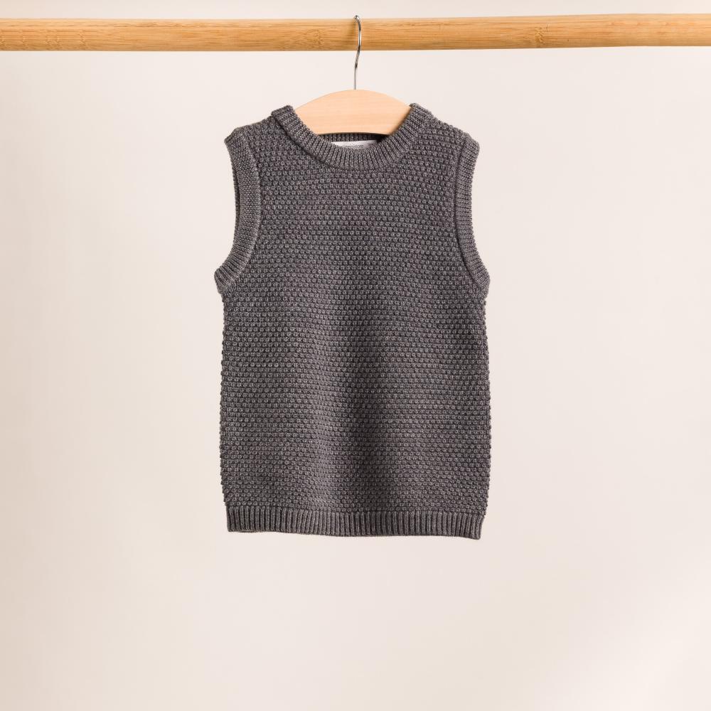 Merino Knit Vest - Grey Marl