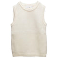 Cream knitted woolen vest on a white background