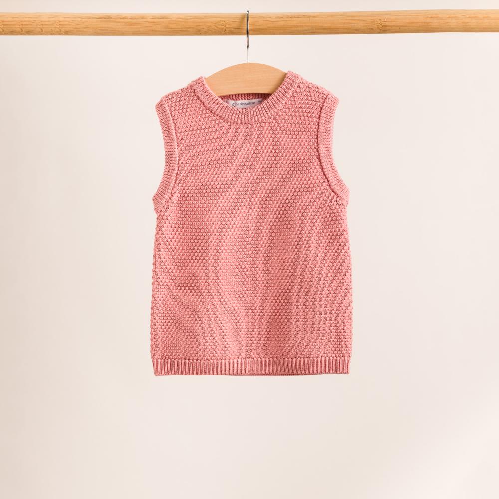 Merino Knit Vest - Pink