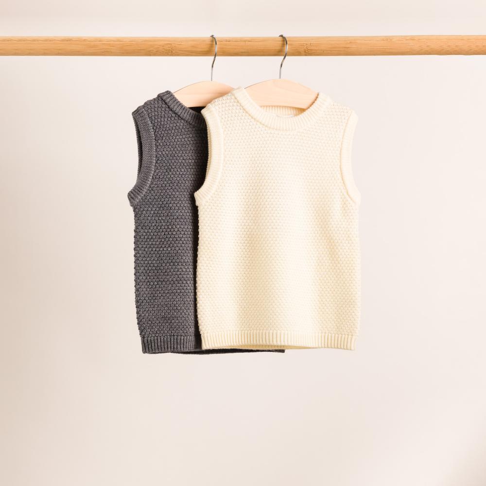 Merino Knit Vest - Grey Marl