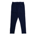 A pair of dark navy blue merino fleece pants with an elastic waistband, shown flat against a solid white background.