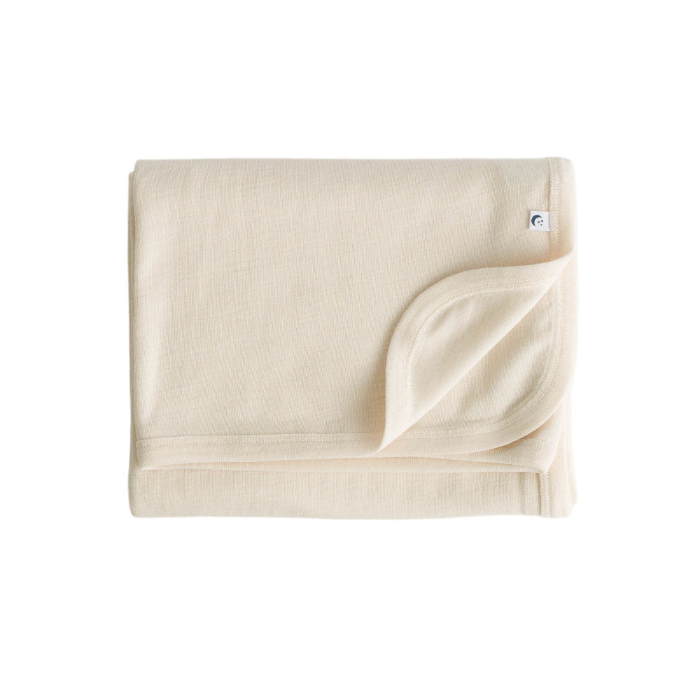 Merino Deluxe Rib Baby Swaddle Blanket - Ecru