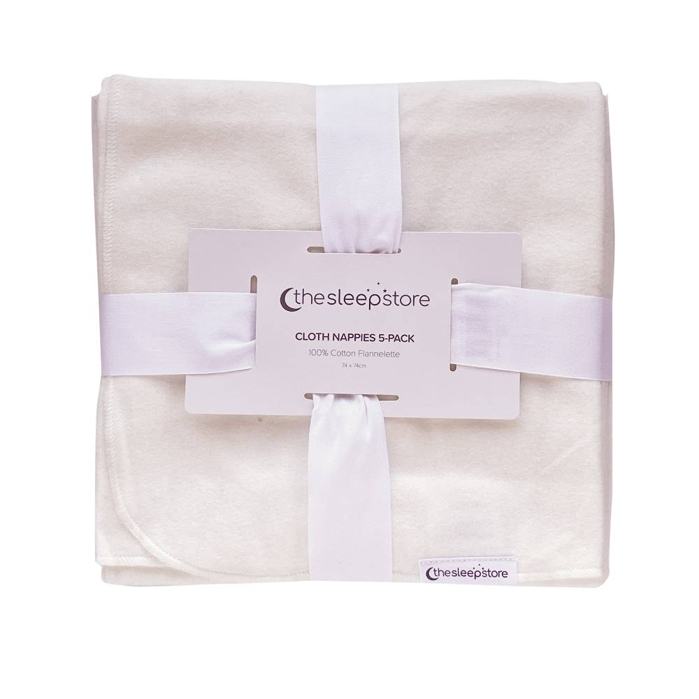 Flannelette Flat Cloth Nappy 5pk - Natural