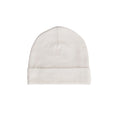 White organic cotton beanie hat on a white background