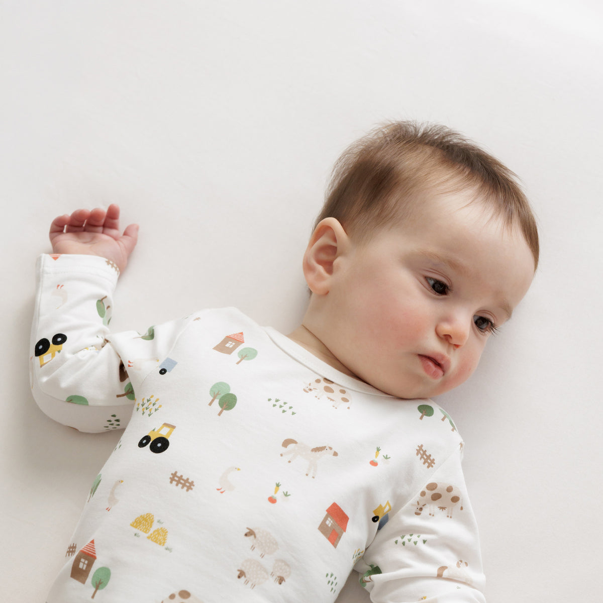 Organic Cotton Long Sleeve Bodysuit - Farmyard