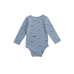 Organic Cotton Long Sleeve Bodysuit - Blue Whales