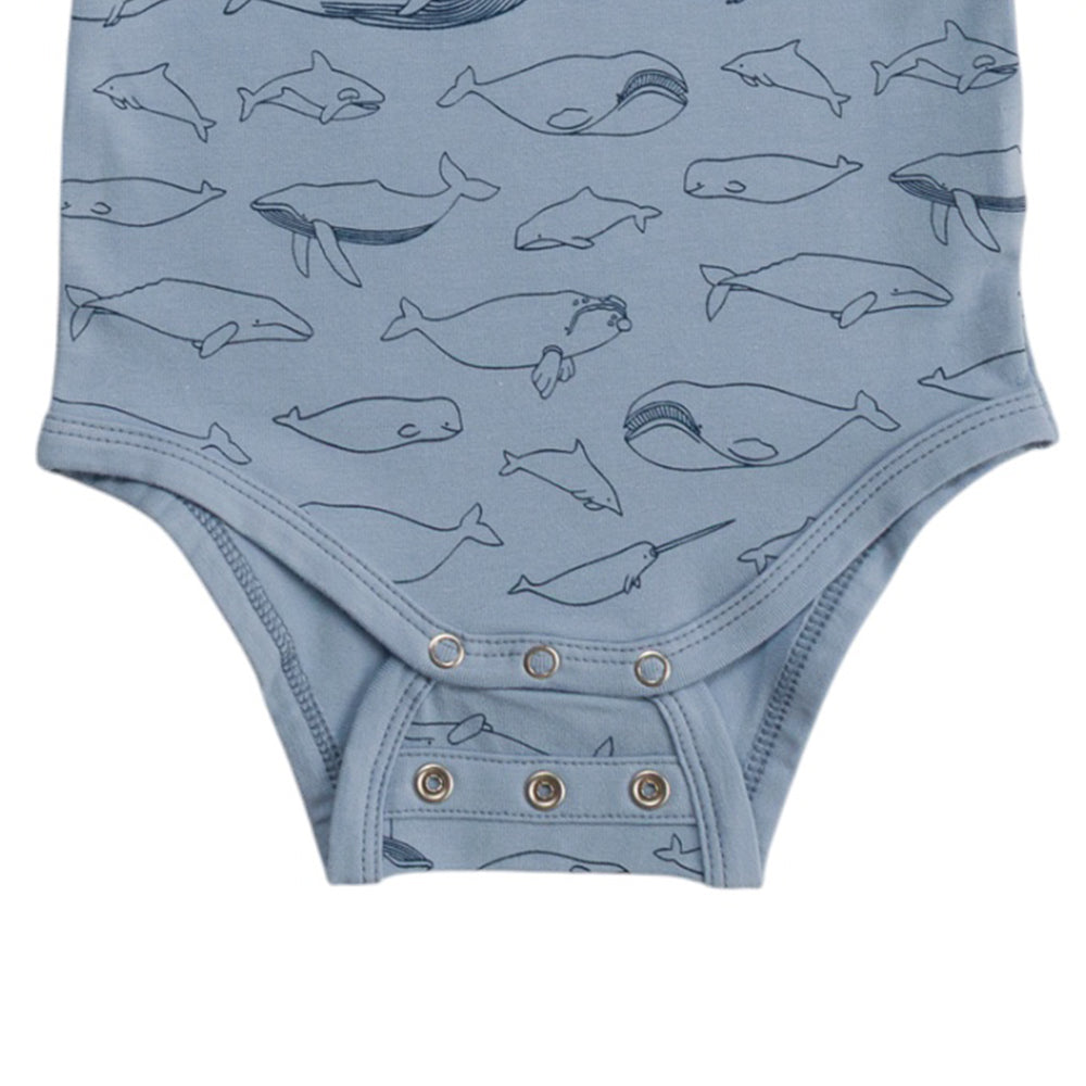 Organic Cotton Long Sleeve Bodysuit - Blue Whales