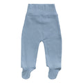 Blue colour baby footed pants on a white background. 