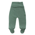Fern green colour baby footed pants on a white background. 