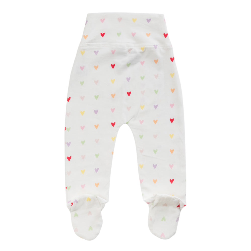 Organic Cotton Footed Pants - Mini Hearts
