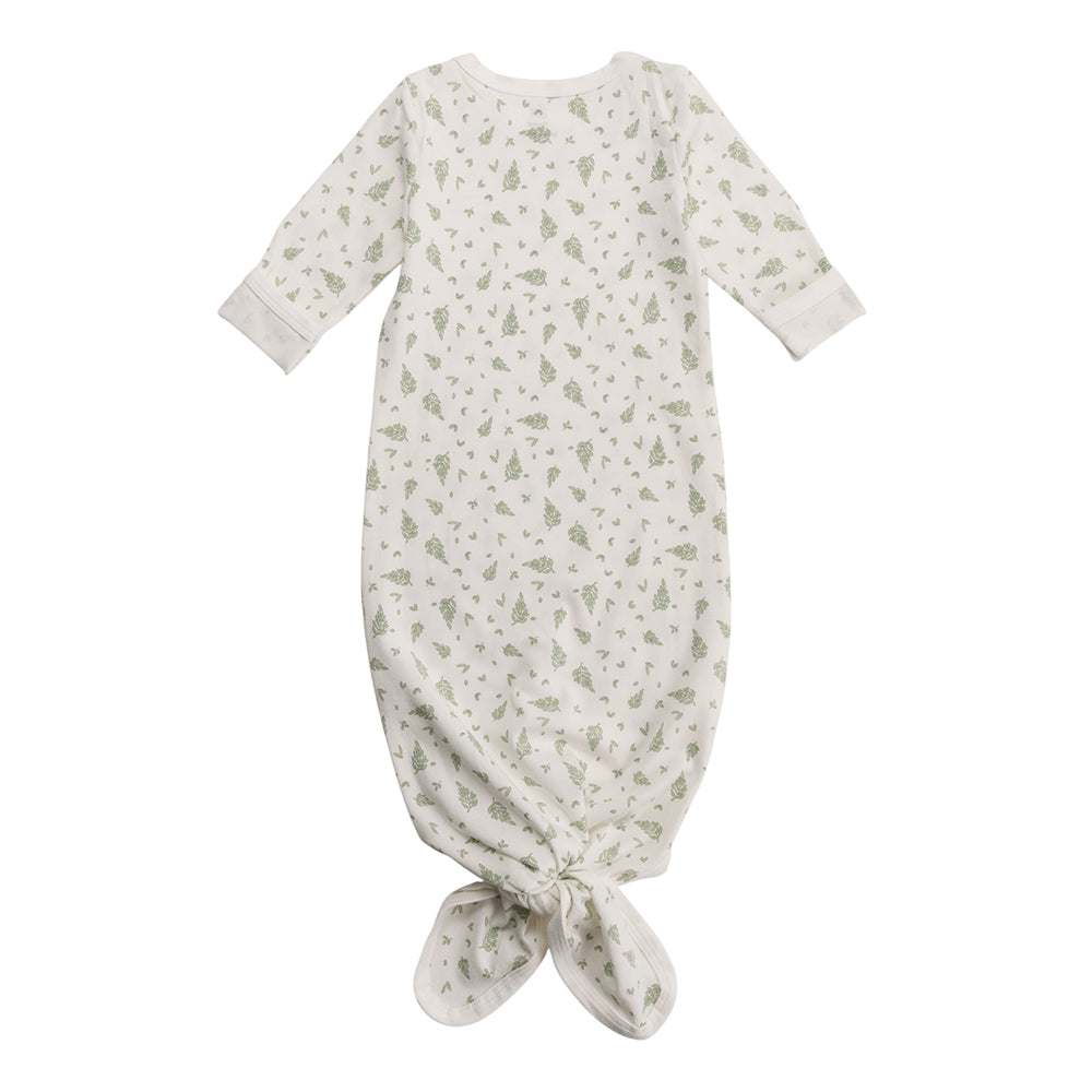 Organic Cotton Knotted Gown - Little Leaves