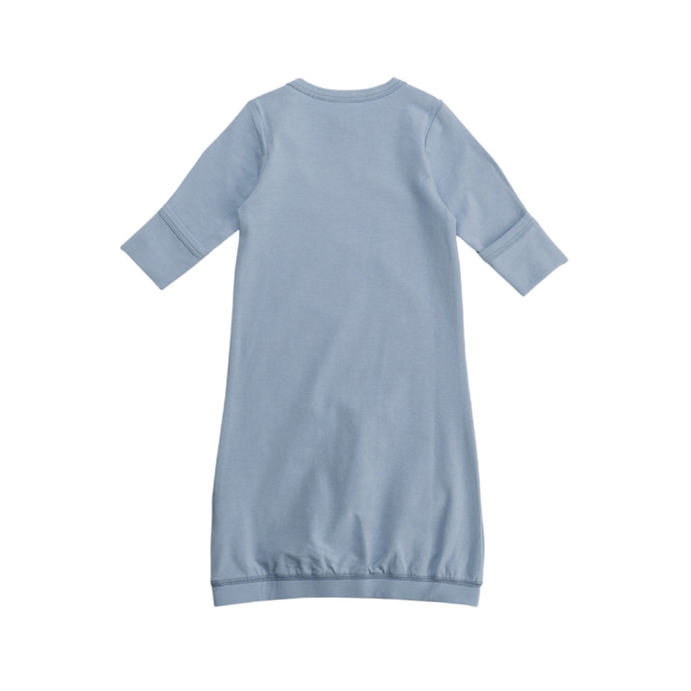 Organic Cotton Elastic Bottom Baby Gown - Blue